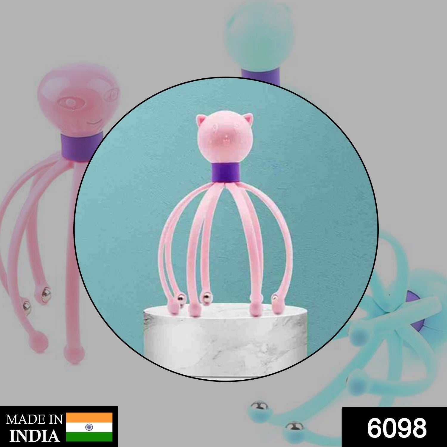 Stress relief scalp massager in an octopus design, highlighting its therapeutic benefits Stress relief scalp massager in an octopus design, highlighting its therapeutic benefits